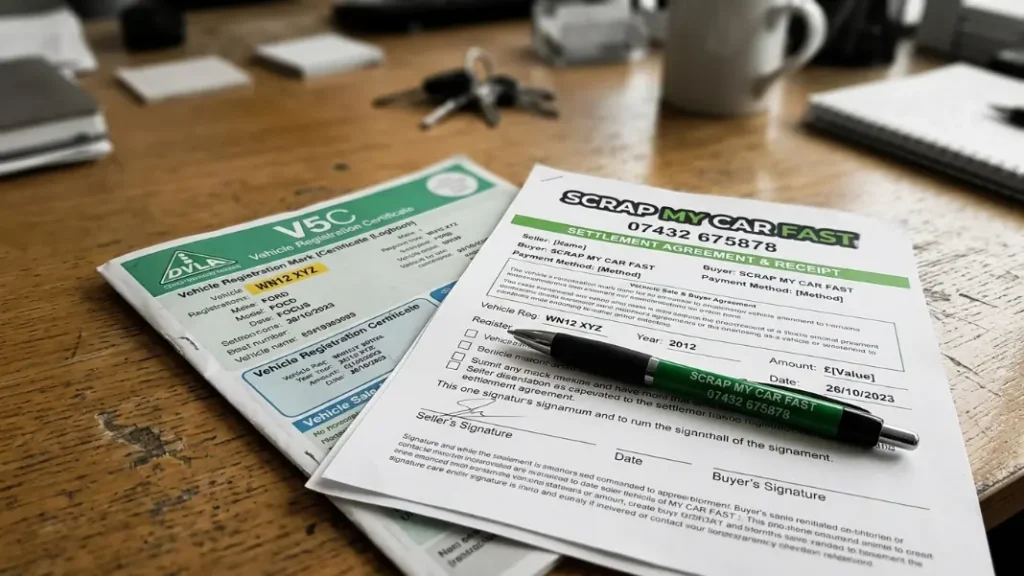 Insurance settlement documents and V5C logbook needed to scrap a written-off car