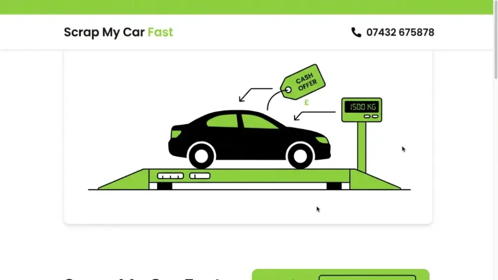 Illustration of a car being weighed to calculate scrap value