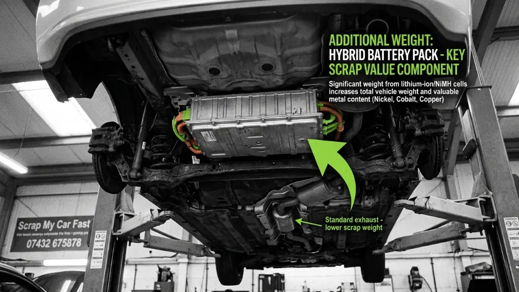 Hybrid vehicle battery pack under
