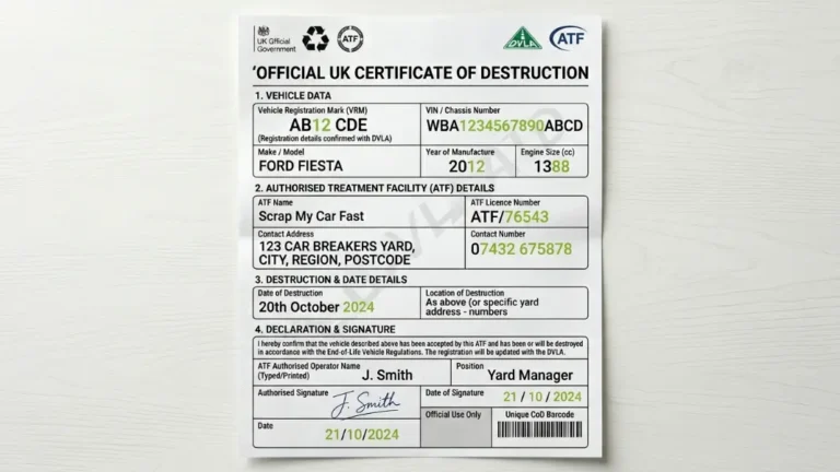 UK Certificate of Destruction