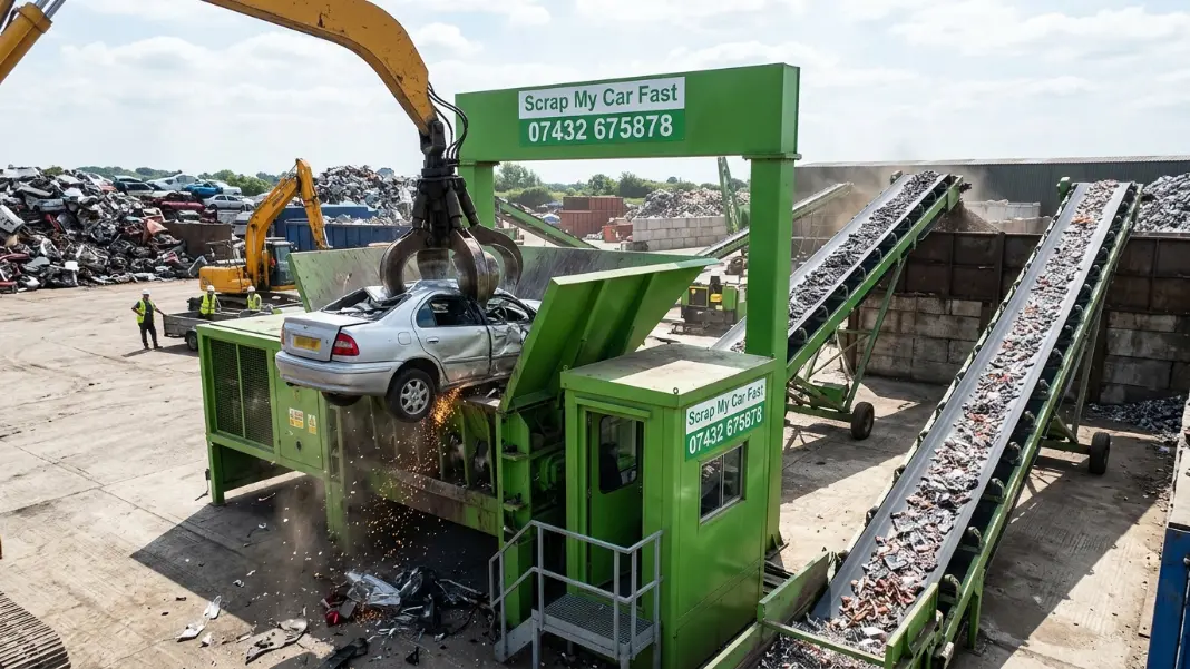 Vehicle fed into shredder