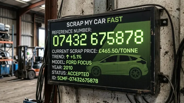 Scrap car price board showing current metal rates and vehicle values for 2026