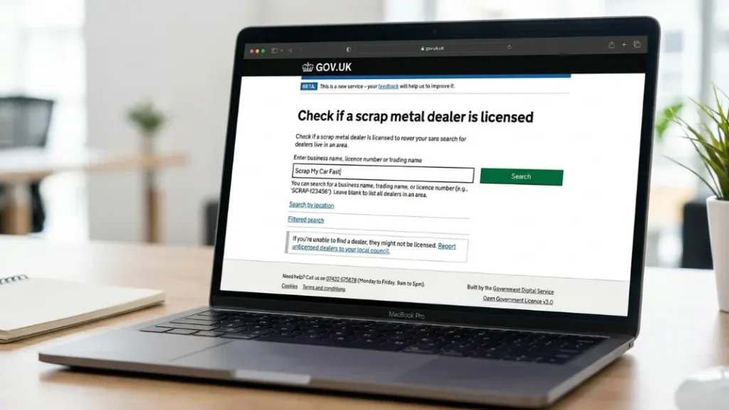 The GOV.UK scrap metal dealer licence register lets you verify any buyer before committing. The check takes under two minutes.
