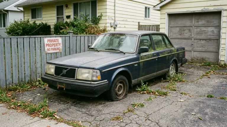 Abandoned car on private property in the UK
