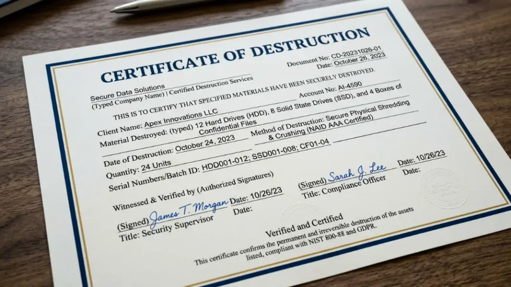 Certificate of Destruction scrap car UK