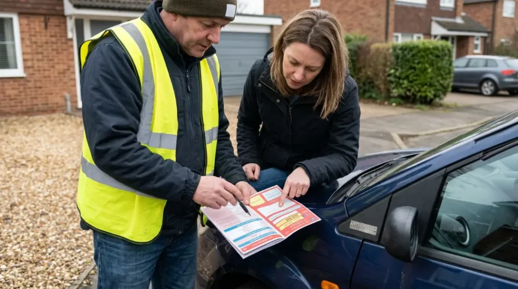 Checking a car's VIN and registration against the V5C before scrap collection