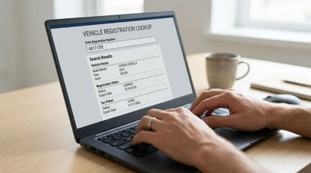 Checking a vehicle's registration status on the DVLA vehicle enquiry service