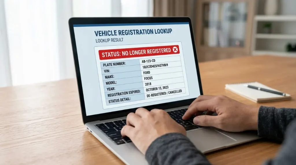 DVLA vehicle record showing a car permanently deregistered after scrapping