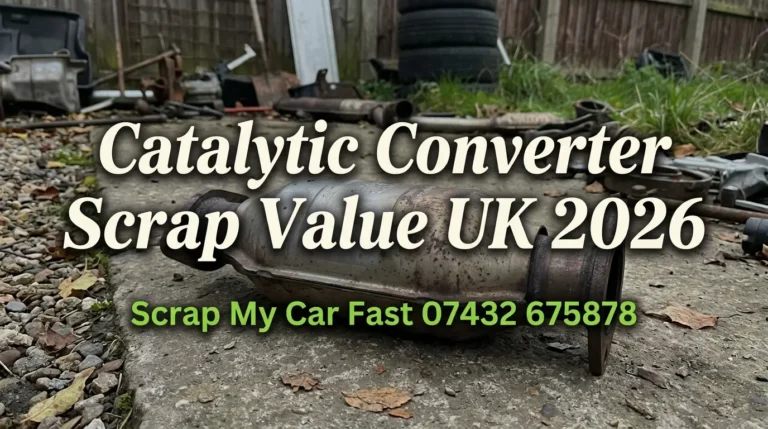 Catalytic converter scrap value UK, used converter removed from a scrap car in Greater Manchester
