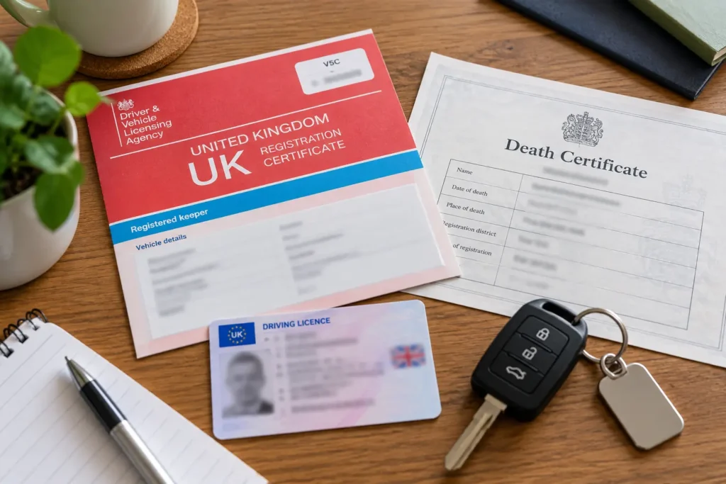 Documents needed to scrap a deceased relative's car, including the V5C and death certificate
