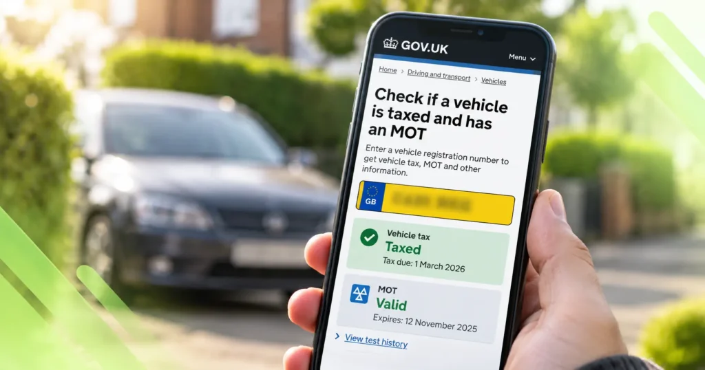 Checking a car's tax and MOT status on the gov.uk vehicle check